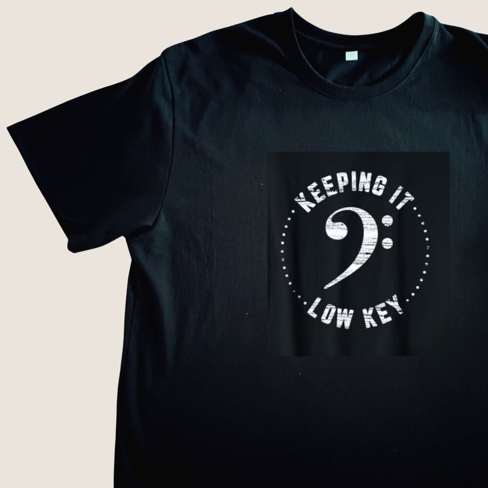 Bass Clef Music T Shirt Unisex XL Distressed Graphic Black Musician Tee Cotton